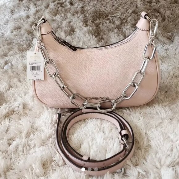 Michael Kors Handbags - Cora Medium Powder Blush Pebbled Leather Shoulder Bag